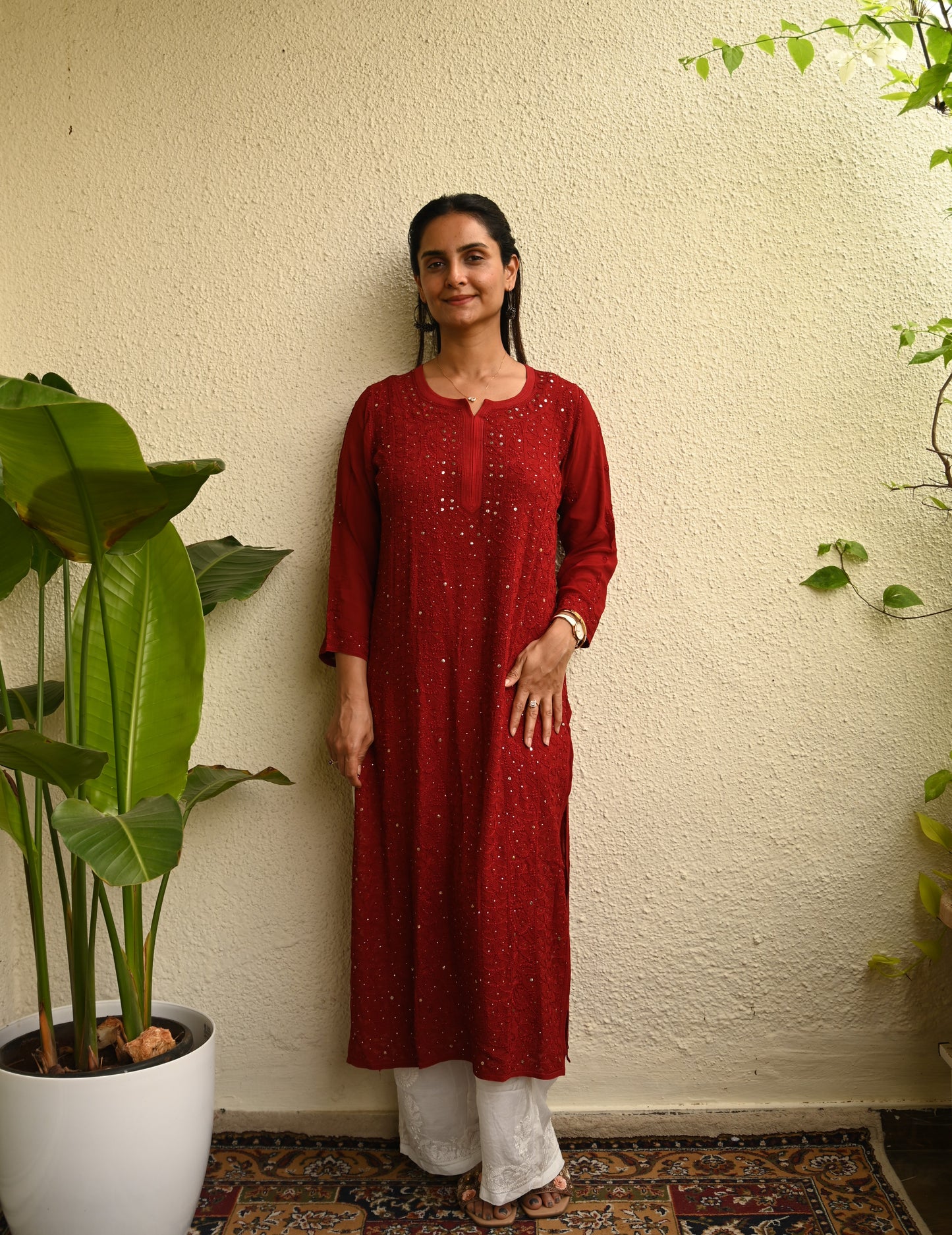 Georgette Chikankari Mukaish Kurta