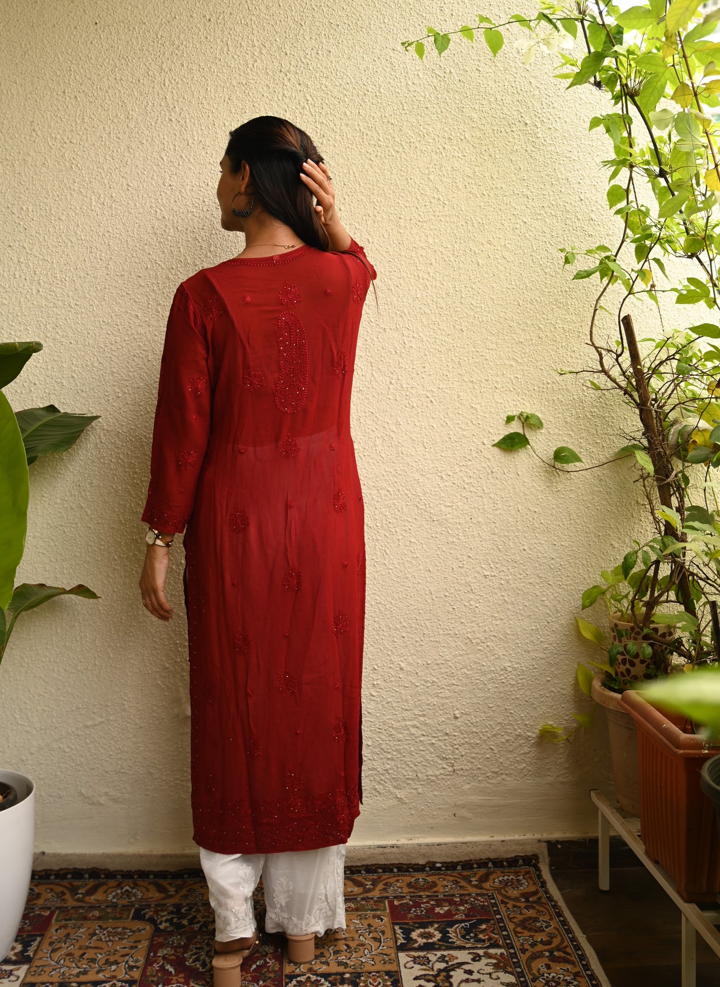 Georgette Chikankari Mukaish Kurta