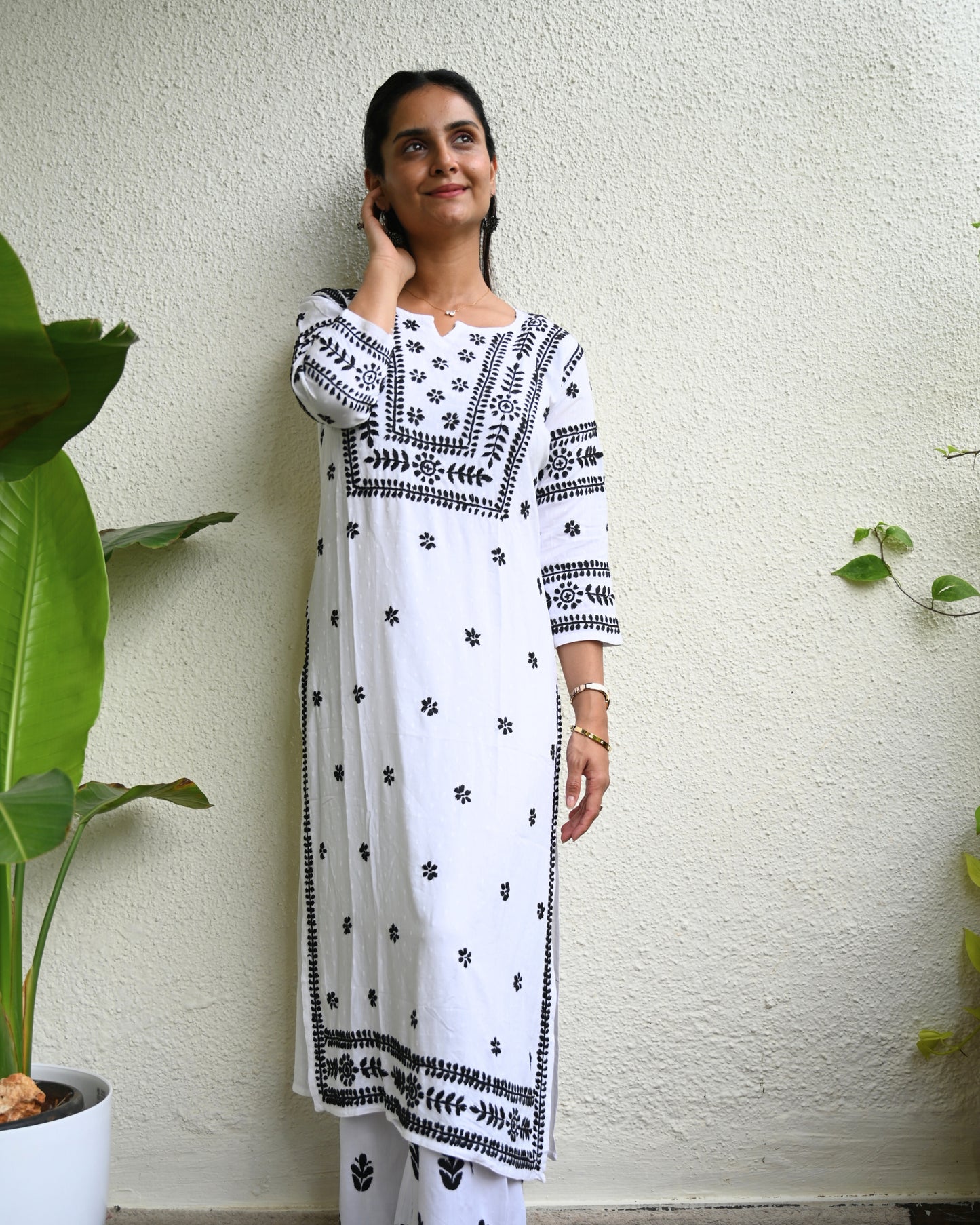 Handcrafted Chikankari Rayon White Kurta