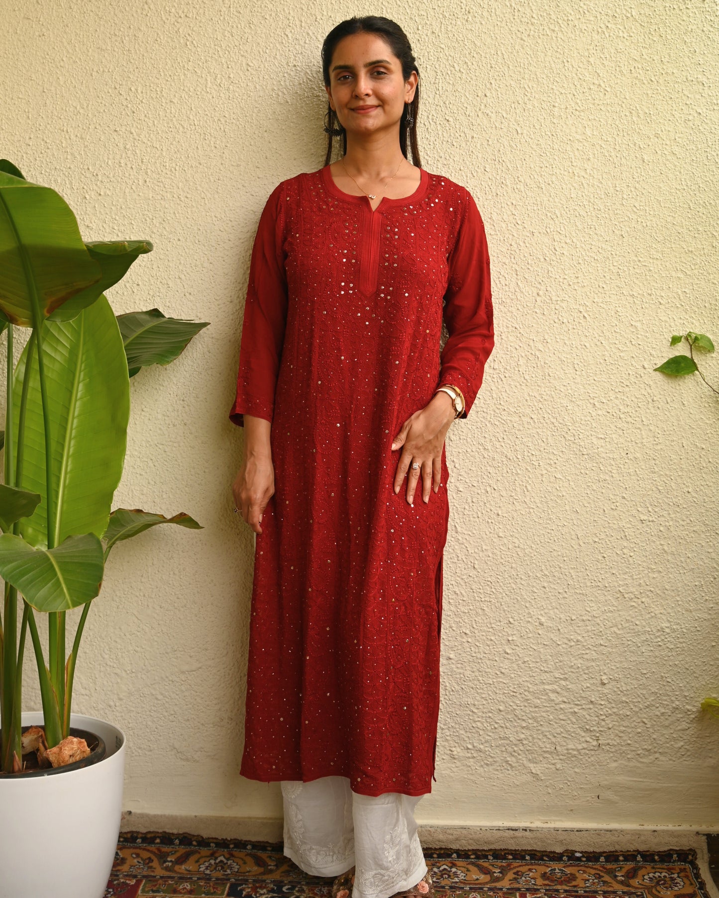 Georgette Chikankari Mukaish Kurta