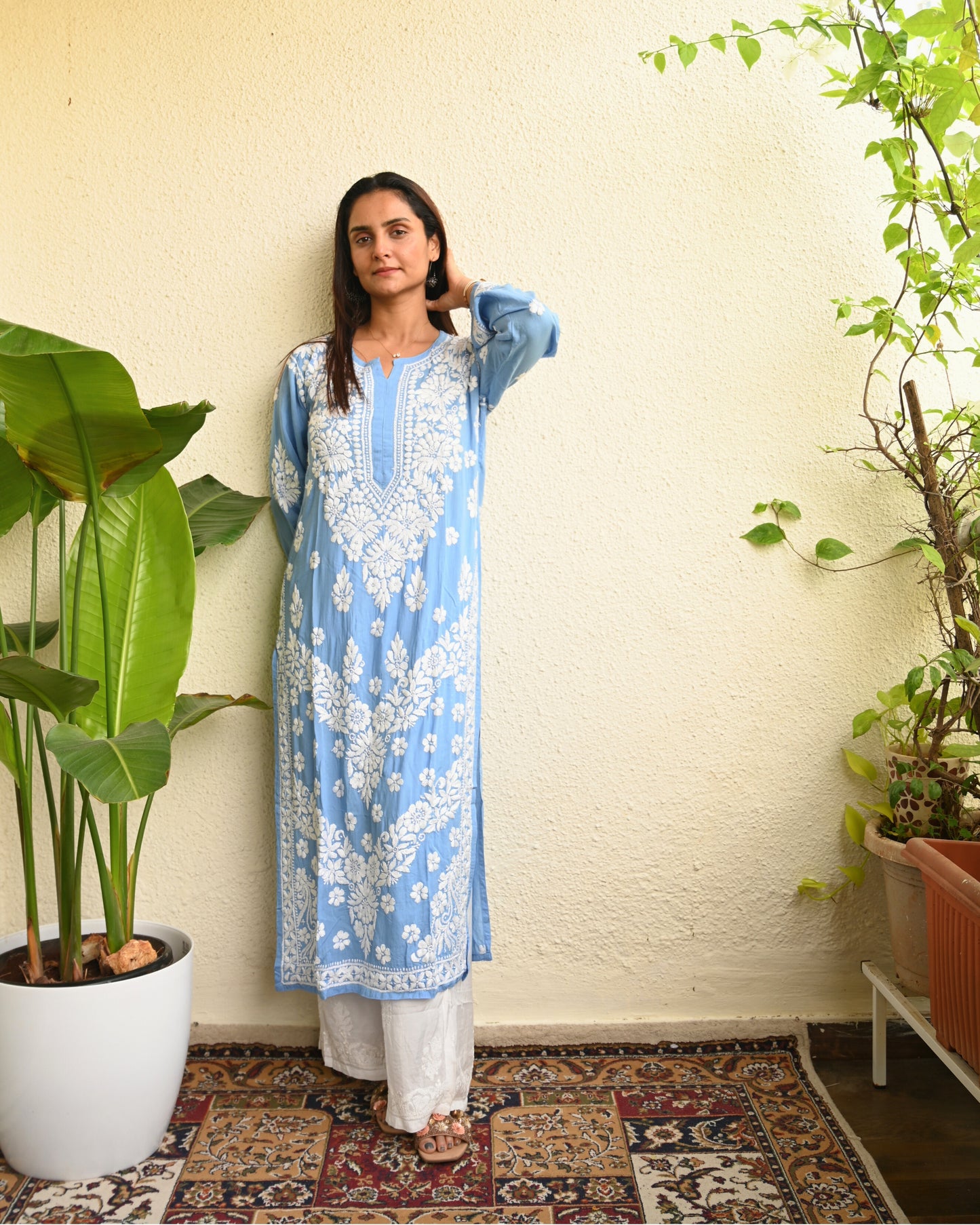 Light Blue Handcrafted Chikankari Kurta