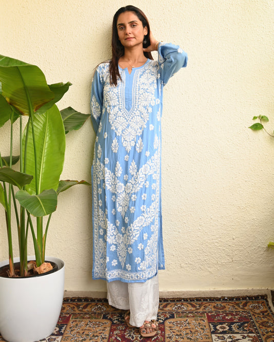 Light Blue Handcrafted Chikankari Kurta