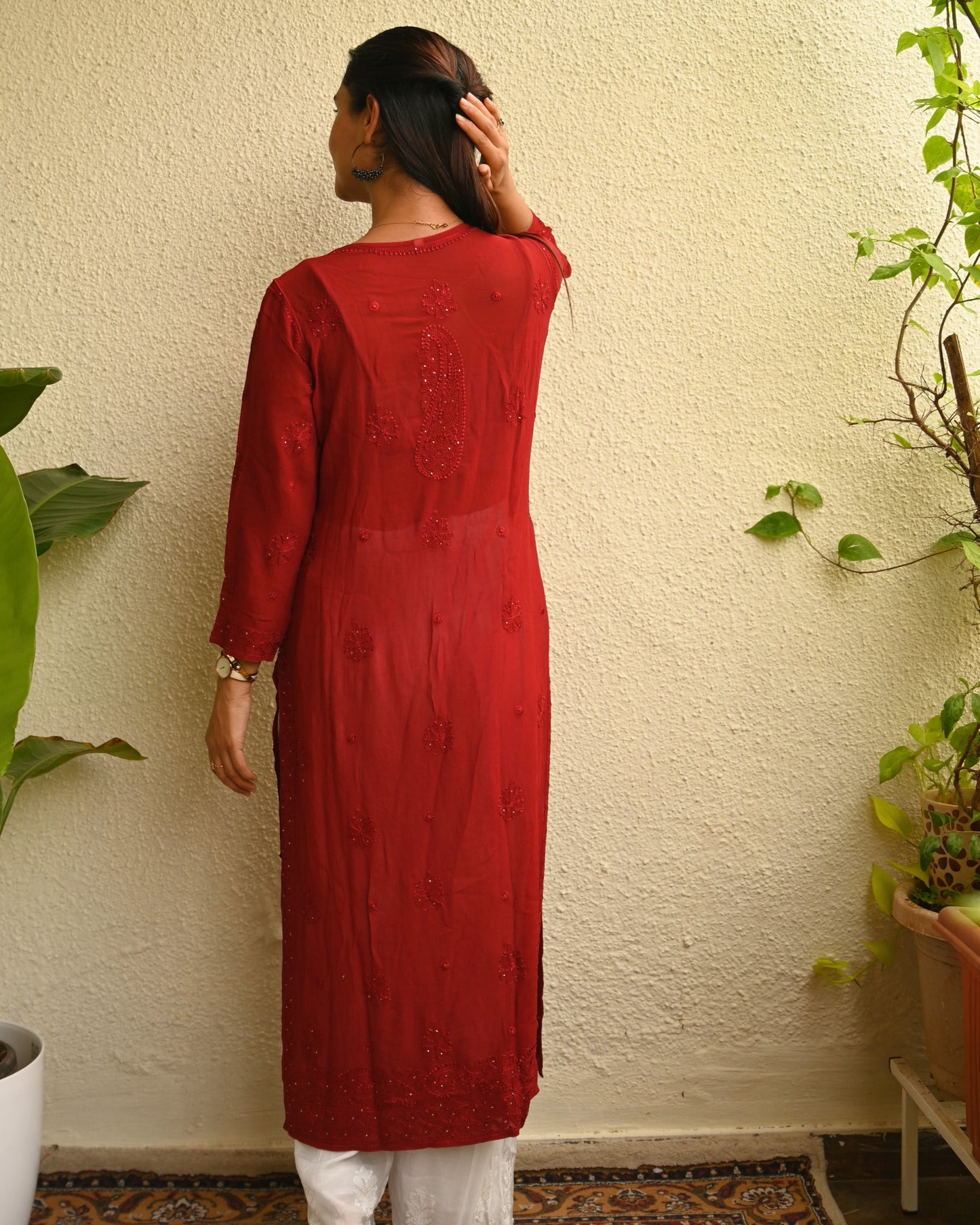 Georgette Chikankari Mukaish Kurta