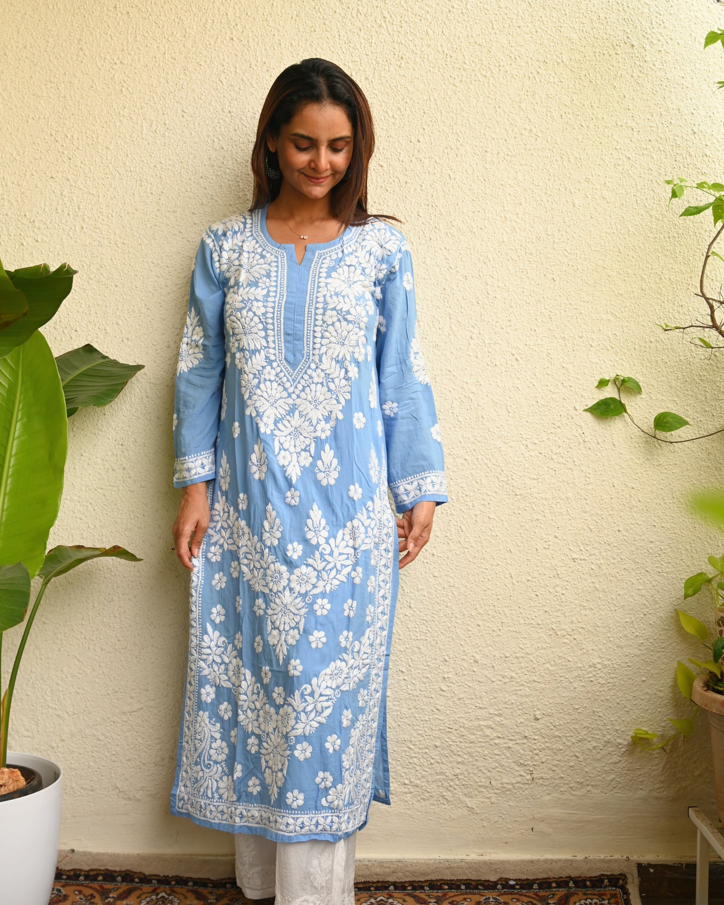 Light Blue Handcrafted Chikankari Kurta