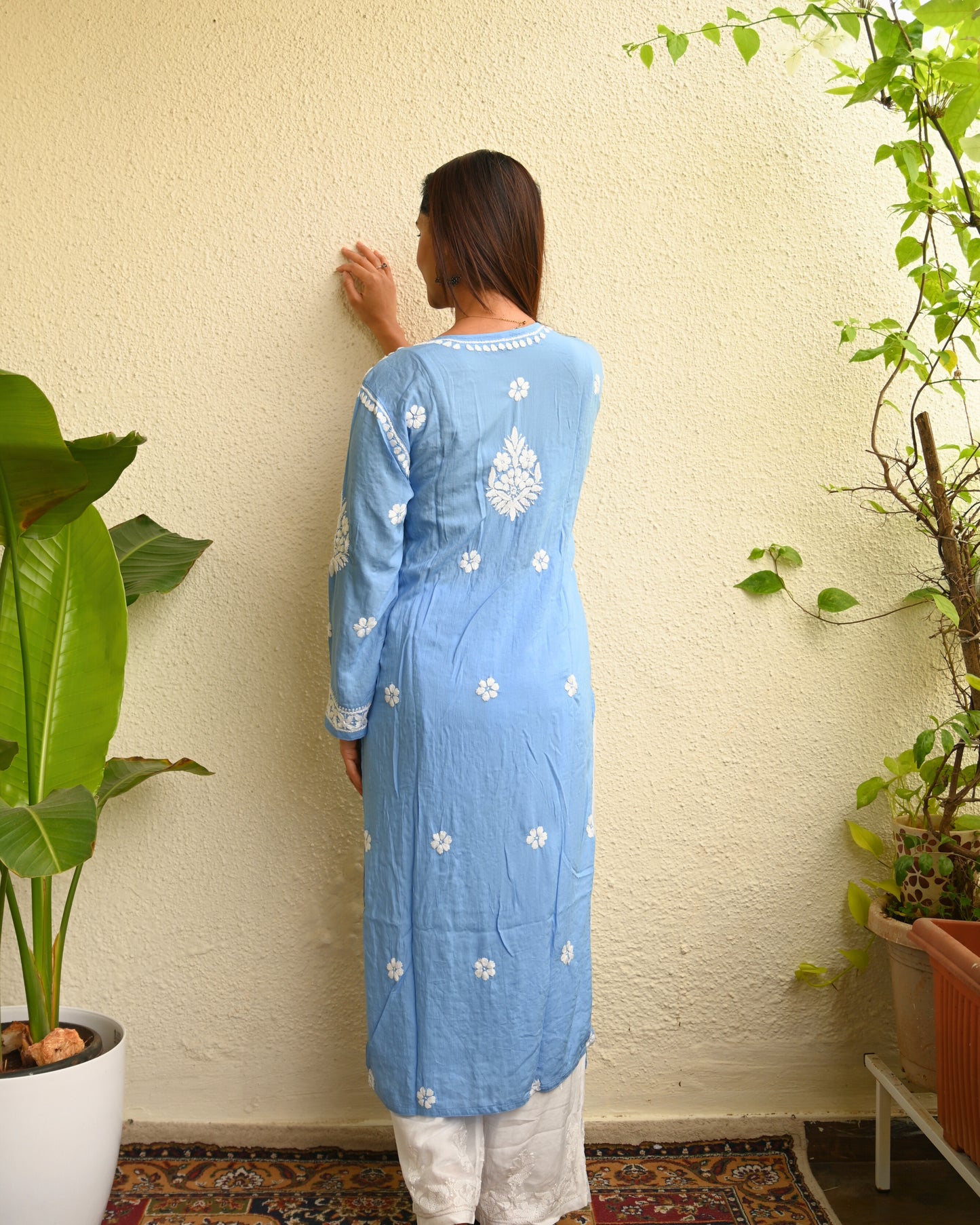 Light Blue Handcrafted Chikankari Kurta