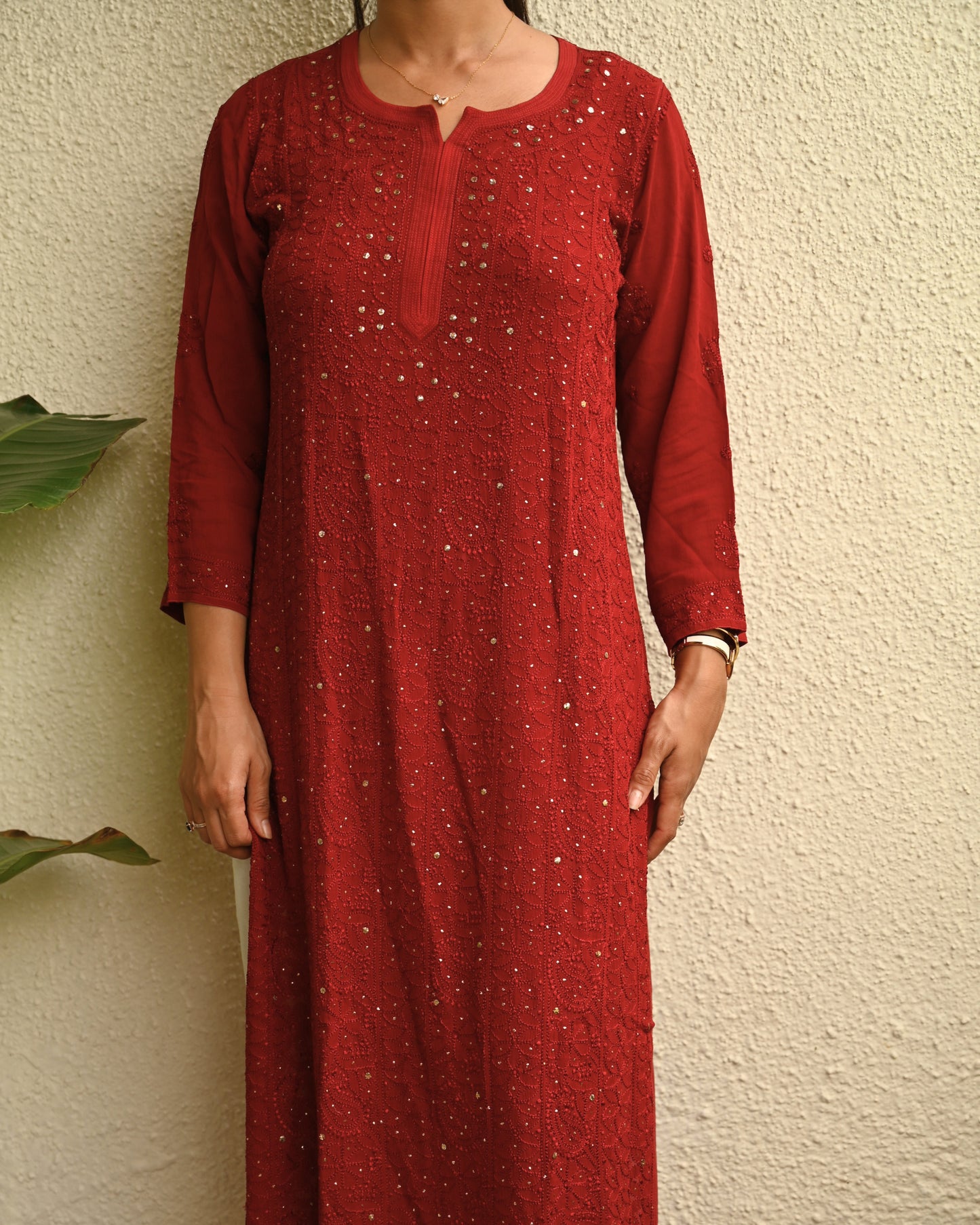 Georgette Chikankari Mukaish Kurta