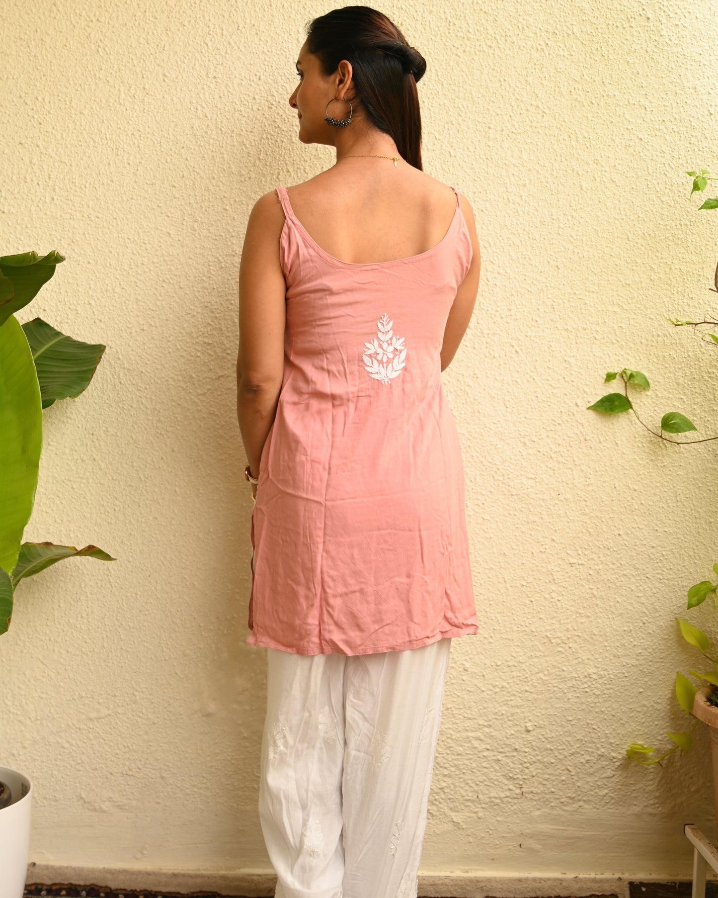 Blush Pink Strappy Chikankari Kurta
