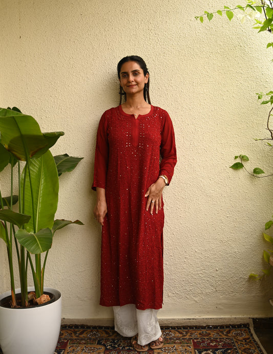 Georgette Chikankari Mukaish Kurta
