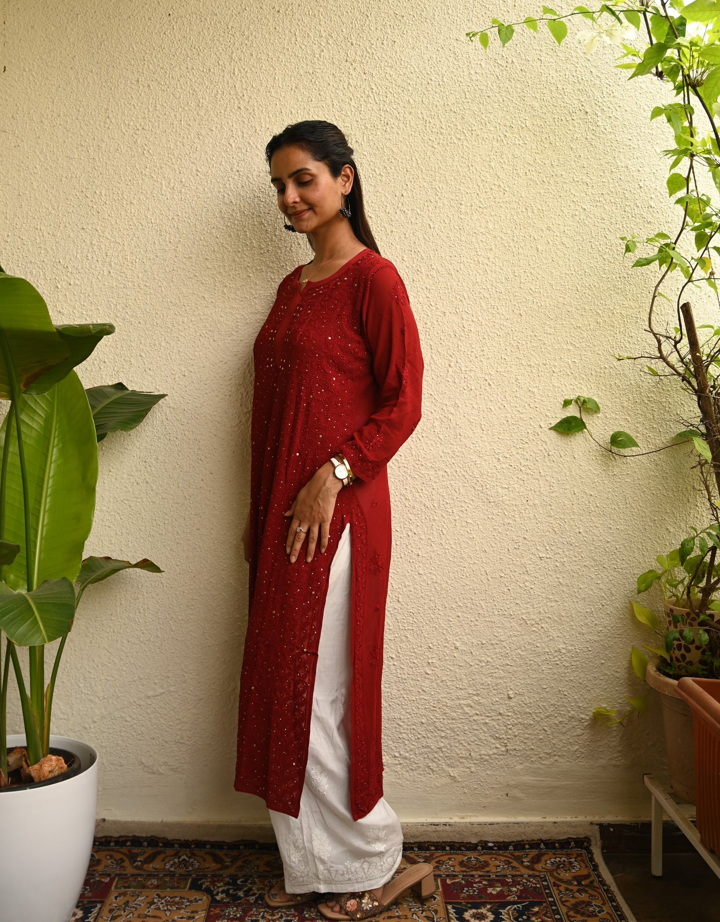 Georgette Chikankari Mukaish Kurta