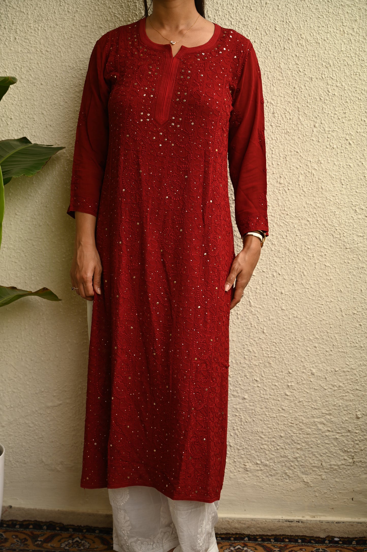 Georgette Chikankari Mukaish Kurta