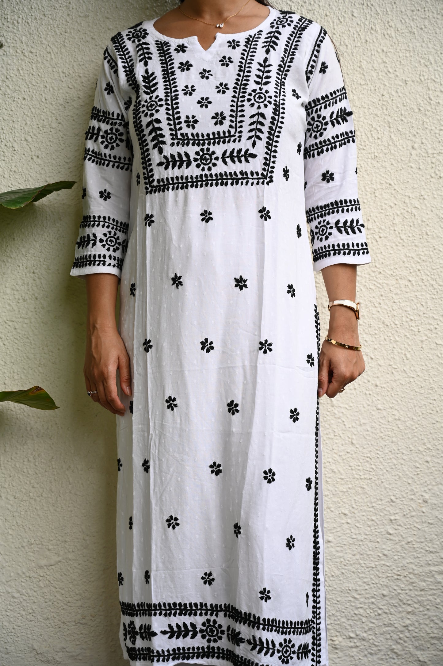 Handcrafted  Chikankari Rayon White Kurta